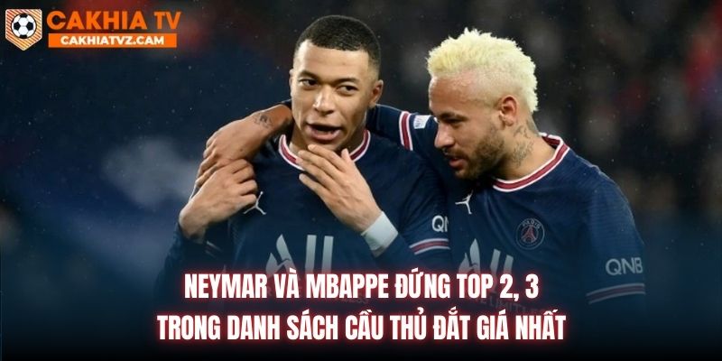 Neymar và Mbappe đứng top 2, 3 trong danh sách cầu thủ đắt giá nhất